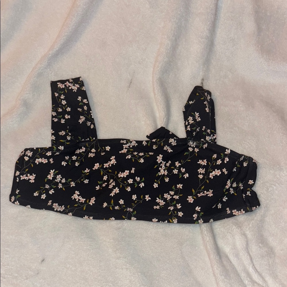 NWOT GB Girls Kids Cherry Blossoms Black Bikini Top